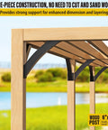 Beefy Heavy Duty Arc 45 Degree Angle Support Brackets Set For Wood Frames, Sturdy Bracing For Gazebos Decks Porches Log Cabins And Pergolas, Actual Size 1.5x3.2 Inches, 8 Pack, Outdoor Powder Coated Black installed on wood structure.