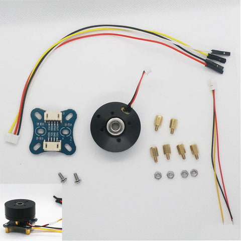 2804 Hollow Shaft Outrunner Dope Brushless DC Motor With AS5600 Encoder Kit, components and wiring display