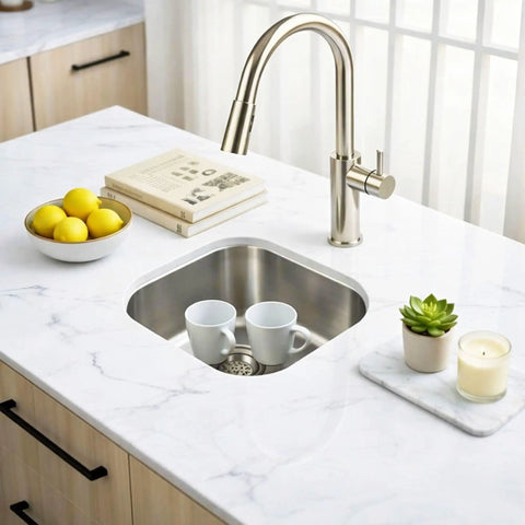 Undermount Bar Sink 13 By 13 Inch, 18 Gauge 304 Stainless Steel Single Bowl With Basket Strainer, Perfect For Wet Bar, RV, Kitchen Island And Small Spaces, Compact Prep Sink For Quick Rinse And Wash