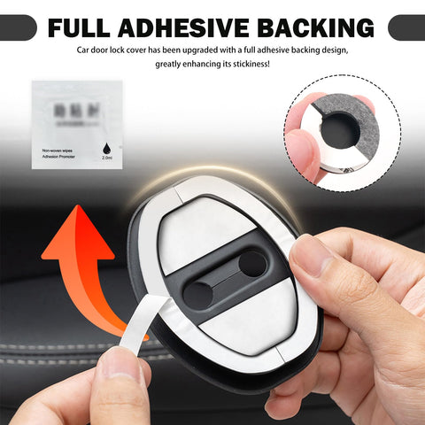 Full adhesive backing of 8 Piece Car Door Strike Protector Kit With Silicone Door Latch Cover And Full Adhesive Backing, easy install