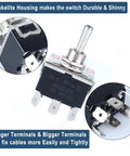 Heavy Duty Rocker Switch 0-250V 15A DPDT 6 Pins 3 Positions On Off On Latching With Waterproof Boot Cap Pre Wired Cables For Auto Car Truck Boat Marine black bakelite housing and terminals