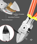 Built Tough 6 Inch Flush Side Cutters With Ultra Sharp Edge For Cables And Wires, Non Slip Grips, chrome vanadium steel detail