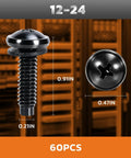12 24 Rack Screws With Nylon Washers Server Rack Mounting Hardware, 0.91in tall, 0.47in wide, black screws for cabinet use, pack of 60.