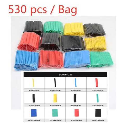 Top Notch 530 Piece Heat Shrink Tubing Assortment Kit For Electronic Wiring Polyolefin Insulation Sleeves To Protect And Organize All Your Cables Perfectly This Ultimate Wire Cable Repair Set Is A Total Game Changer For Any Serious DIY Tinkerer Or 530 pcs assorted heat shrink tubing in multiple colors and sizes