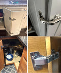 Top Shelf Soft Close Cabinet Hinges Include 165 And 135 Degree Options Smooth Glide Operation, close-up of hinge on frameless cabinets.