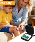 Black zippered carrying case for lens cleaning wipes, opened to show alcohol prep pad packet inside