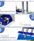 Three-Station Edge Roller For Bending Sheet Metal At 0 To 90 Degrees, close-up view showing precision depth and bending angle features