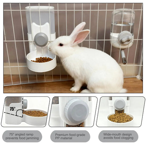 Premium Gravity Feeder And Water Dispenser Set Keeps Your Fur Babies Fed And Hydrated Automatic Small Pet Food Bowl and Station for Rabbits