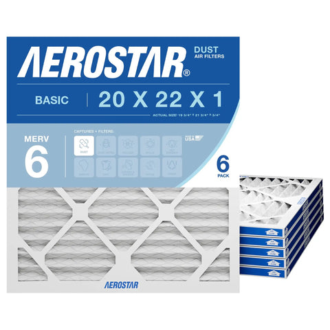 Beastly Dust Buster 19.75 By 21.75 By 0.75 Inch 6 Pack MERV 6 HVAC air filters in packaging