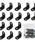 Rock Solid L Bracket Corner Brace 90 Degree Right Angle Wood Shelf Support Kit 16 Pack With Screws Black 1 Inch Mounting Brackets