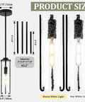 SeeU 2-Pack Black Pendant Light Kitchen Island, Crackle Glass Light Fixture with adjustable size and clear glass shade.