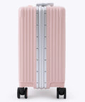 All In One Carry On Mini 19 Inch Smart Hardside Luggage With USB C Charging Front Laptop Compartment Cup And Phone Holder TSA Locks Blush