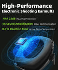 035 Bluetooth 5.4 Shooting Ear Protection Earmuff With Active Noise Canceling And Sound Amplification For Hunting And Range Wireless Tactical Headset In Green, shown close-up highlighting electronic components.