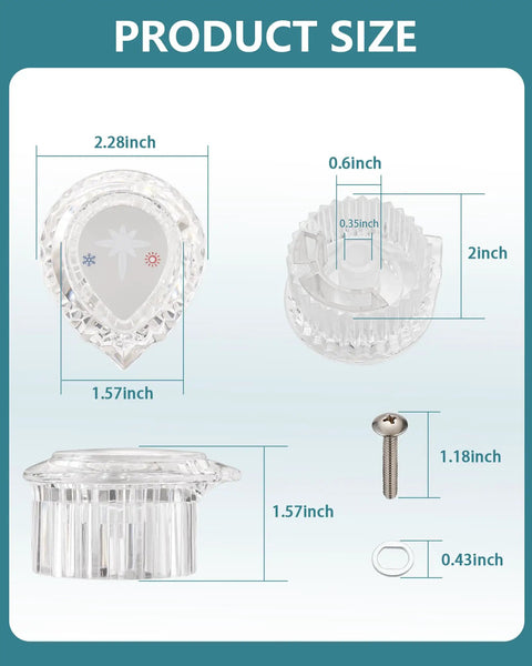 Product size dimensions for Replacement One Handle Tub And Shower Knob Kit Chrome Finish That Fits 96797 Chateau Trim