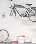 Garage wall with mounted manual thermostat for garage and outdoor buildings, non programmable white, no frills design