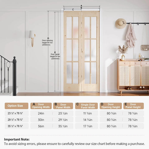 Double 30 By 80 Inch Bifold Barn Door With Tempered Frosted Glass And Solid Wood Space Saving Closet Door Kit shown installed