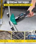 Pro Grade Copper Pipe Bender with Six Colorful Dies for precise bending of metal tubes, used in floor heating and hydraulic systems.