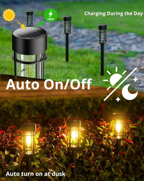 Eight Pack Solar Pathway Lights Upgrade Bright Outdoor Garden Decor Waterproof Pathway Lamps Auto On Off No Fuss Easy Install