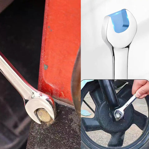 Ride Ready European Bike Tool Kit For Roadside Service And Motorcycle Repair, wrench tightening wheel bolt and nut on engine