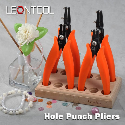 6 Inch Metal Hole Punch Pliers for 1.5mm clean holes in jewelry making, orange PVC grips, pro-grade tool for DIY crafts, earrings, pendants