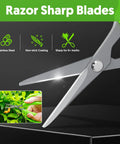Close-up of Pro Grade Garden Snips 6 Inch Pruning Shears with non-stick coated steel blades for precision trimming.