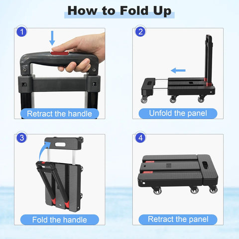 How to fold the Foldable Dolly Cart With 500 Lb Capacity, Built Like A Tank, Six Wheel Design