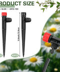 80 Pack Drip Irrigation Emitters With Adjustable 360 Degree Water Flow For One Quarter Inch Tubing Sprayer On 5.5 Inch Arrow Stake