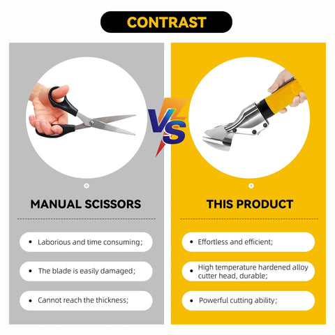 Comparison of manual scissors and Industrial Pneumatic Scissors With Upgraded B Cutter Head Heavy Duty Metal Cutter for pros
