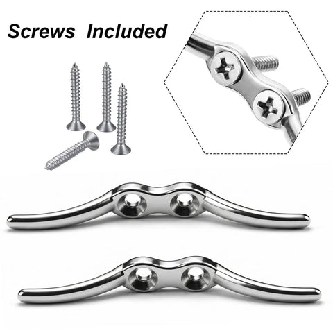 Four Pack Stainless Steel Boat Cleats 2.72 Inch Beefed Up Heavy Duty Rope Cleats For Marine Docks And Boats with screws