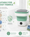 Portable Foldable Mini Washing Machine With Fast Spin Dryer And Flexible Wash Options For Baby Gear Gym Socks and Road Trips on a countertop.