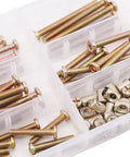 100-Piece M6 Zinc Plated Crib Screws Kit With Hex Drive Socket Cap Barrel Screws And Nuts For Furniture, Cots, Beds, Cribs, And Chairs in box