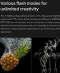 Various flash modes demonstration with pineapple splash and ballerina movement captured using TT685II-C Canon Speedlite Flash E TTL High Speed Sync With 2.4G Wireless X System Upgraded TT685II Built In Receiver Flexible Power Quick Release Ideal For Canon 5D Mark IV 6D Mark II 7D 90D R5 850D And More.