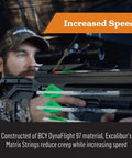 Hunter aiming crossbow with Matrix Archery Replacement Crossbow String for hunting and target shooting, Stingray Blue