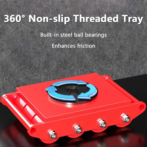 Heavy Duty Steel Machinery Skate Dollies For Room Redo Moves With 360 Swivel Non Slip Casters To Glide Heavy Appliances Smoothly, red tray.