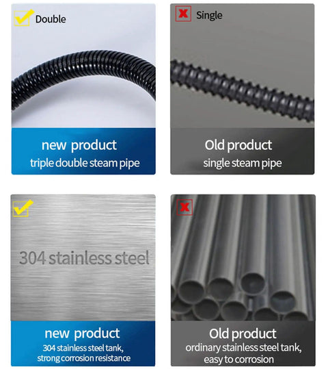 Comparison of steam pipes and stainless steel tanks for 3000W High Pressure Steam Cleaner With 6 Bar Power Portable High Temperature Vapor Cleaning Machine