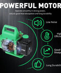 4.5 CFM Vacuum Pump Kit With Brass Manifold Gauge Quick Couplers Can Taps And Valve Core Tool For R134A R12 R22 R502 Refrigerants And DIY Friendly AC Maintenance Garage Ready, green motor