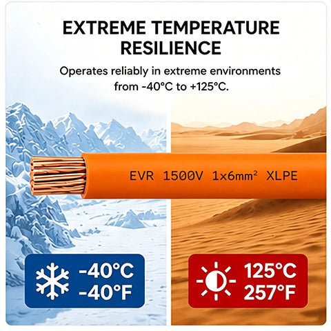 Built Different Six AWG High Voltage Copper Cable 1500V XLPE Insulated Hardcore Flexible Power Wire for extreme temperature resilience