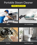 Beast 1800W High Pressure Handheld Steam Cleaner With 100C Steam Temperature in use for cleaning oven, air conditioner, kitchen, and bathroom surfaces