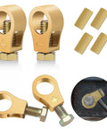 4 Piece Pure Copper Battery Terminal Clips For Top Post Batteries Positive And Negative Cable Connectors Beefy Heavy Duty Quick Release Clamps For Auto Car Truck RV Marine
