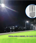 Hella Bright 10000W Solar Street Light With Remote Control IP65 Waterproof Dusk To Dawn Outdoor Flood Lamp For Yard And Pathways illuminating a pathway at night.