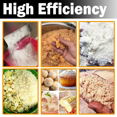 Collage of processed root crops and bakery products by Heavy Duty Kitchen Workhorse Potato And Root Crop Grinder For Commercial Kitchens 300 To 500 Kg Per Hour 3kW Three Phase Power Grinds Cassava Sweet Potato Lotus Root Banana Taro Coconut For Food Processing Plants