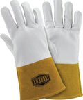 Kidskin TIG Welding Gloves Small Fit with Kevlar Thread and 4 Inch Gold Cuff Straight Thumb Leather Work Gloves for Welding Sparks