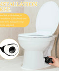 Two Cat Shaped Toilet Bolt Caps Ceramic Screw Covers For Bathroom Decor, 2 Pack Black, shown installed on toilet bowl