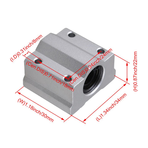 SC8UU Linear Motion Bearing Kit for CNC and 3D Printers, 8mm Inner Diameter, 34.5mm Length, showing dimensions diagram