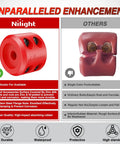 Red Winch Stopper For ATVs, UTVs, Trucks And SUVs - Rubber Rope Saver with stainless screws and durable design, left side view.