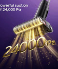 No Hassle Wet Dry Vacuum Cleaner Featuring Self Wash And Hot Air Dry Mode 24Kpa Serious Suction close-up on roller displaying 24000Pa suction power.