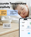 WiFi Thermometer Hygrometer Real Time Temperature And Humidity Sensor For Smart Home Nursery Greenhouse And Storage Remote Monitoring Via Smart Life Tuya App Over 2.4GHz WiFi No Hub Needed, on bedside monitor