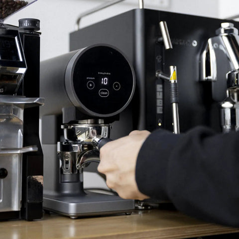 Level Up Your Morning Brew Routine With This Dead Nuts Automatic Coffee Tamper For 58mm Portafilters featuring digital display and portafilter use.