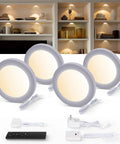 Smart Under Cabinet Puck Lights 4 Pack With App Control Voice Assistant And Motion Sensor Dimmable 2700K To 6500K Plug In