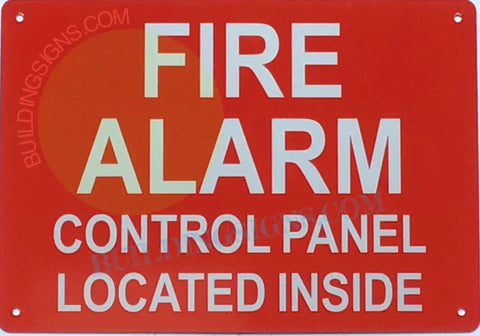 Red Reflective Aluminum Fire Alarm Control Panel Inside Sign 10x7 Inch Ideal For Go-To Commercial Use With Corner Mount Holes Rust Free And Durable High Visibility Safety Sign For Facilities Offices Warehouses